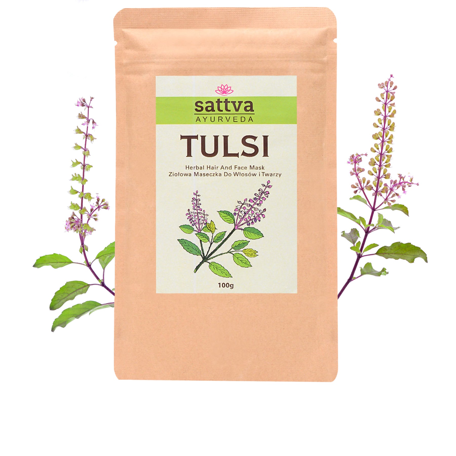 Máscara Facial e Capilar Herbal de Tulsi em pó