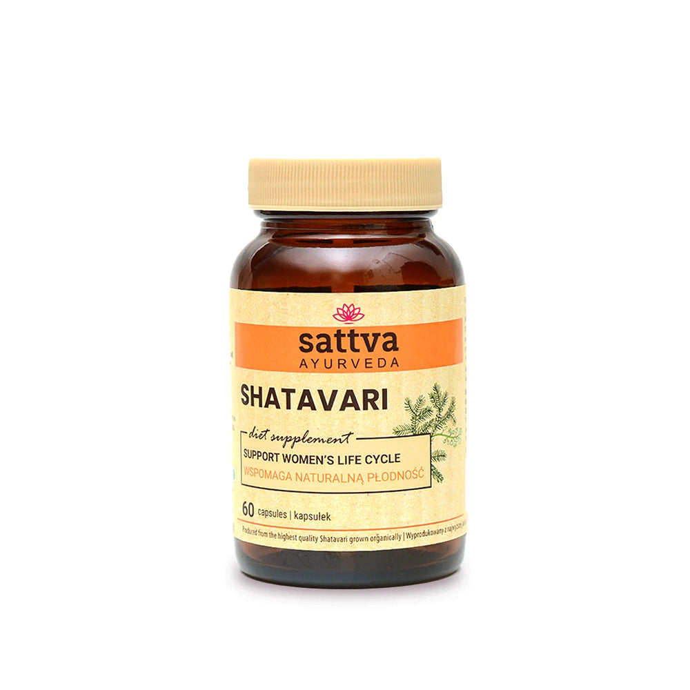 Cápsulas Bio de Shatavari Sattva Ayurveda para bem-estar feminino