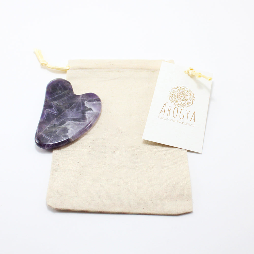 Gua Sha de Ametista Natural em forma de Coração