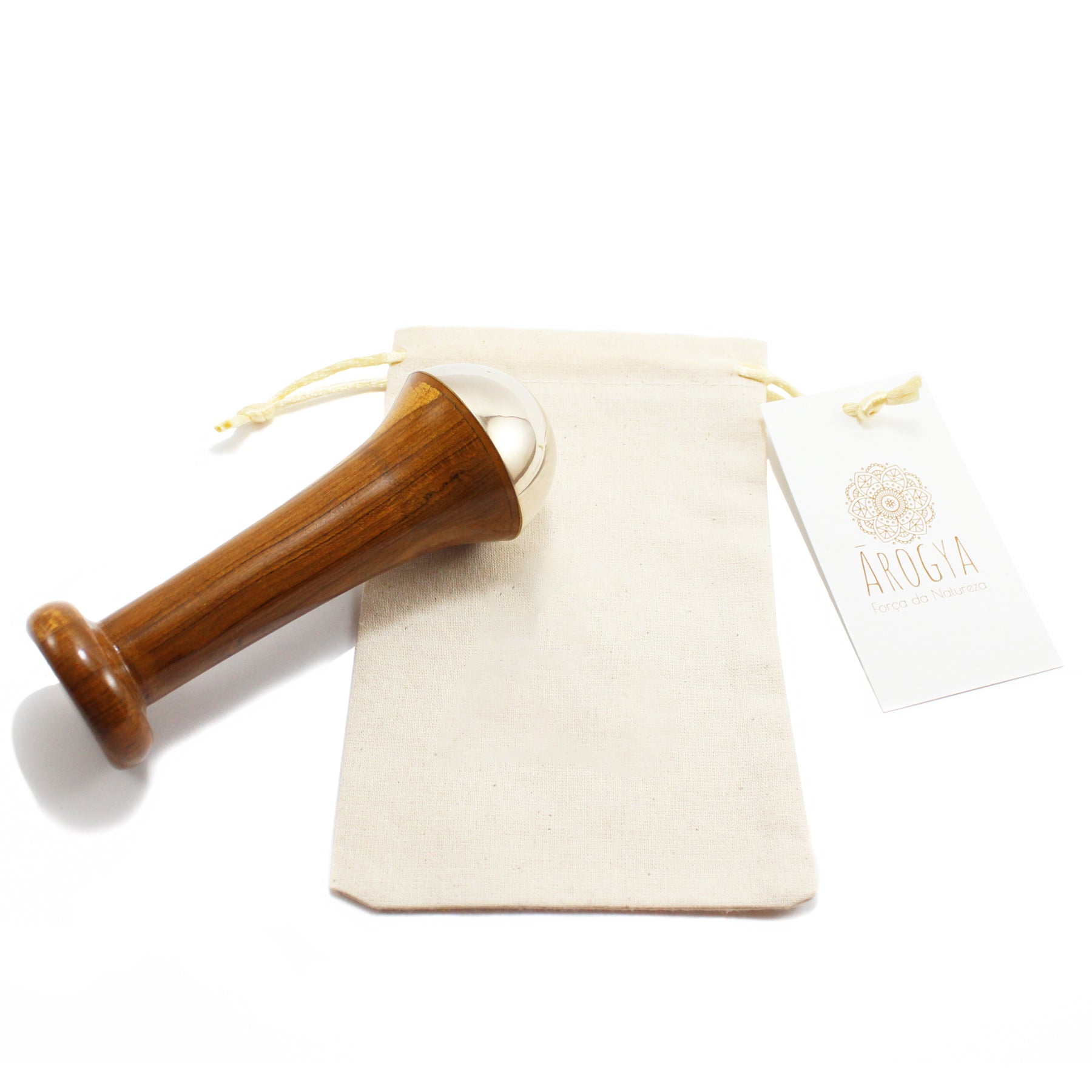Kansa Wand Ayurvedica in Legno di Teak per Massaggio Viso