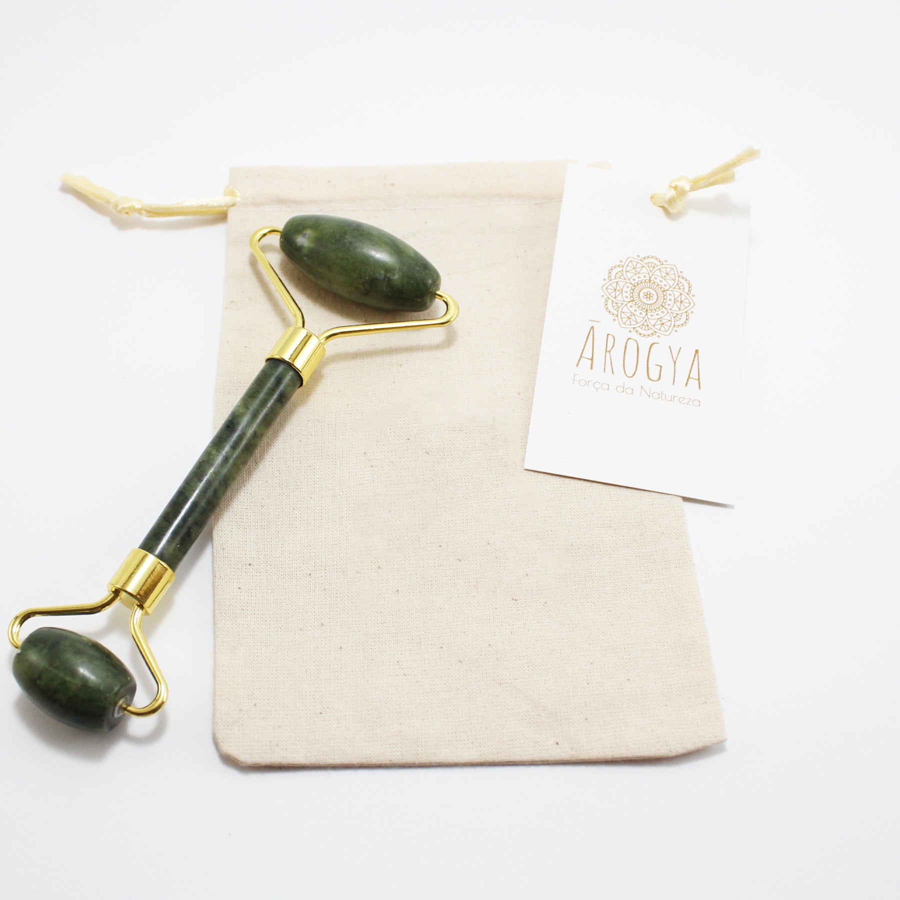 Masseur Facial en Jade Naturel avec Rouleaux Doubles