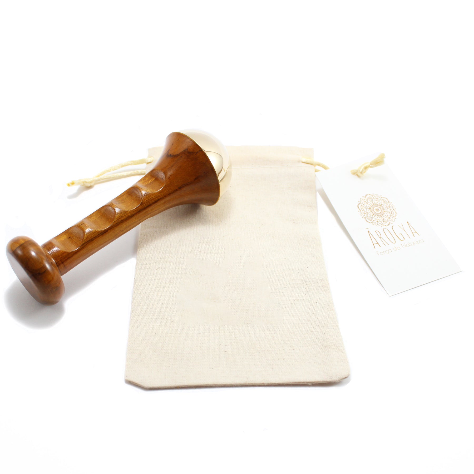 Kansa Wand Ayurvédique avec Poignée Ergonomique en Bois de Teck