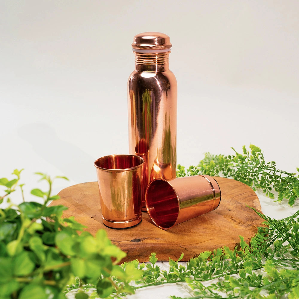 Garrafa de cobre ecológica e reutilizável para purificar e alcalinizar a água