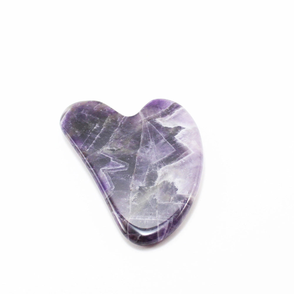 Gua Sha de Ametista Natural em forma de Coração