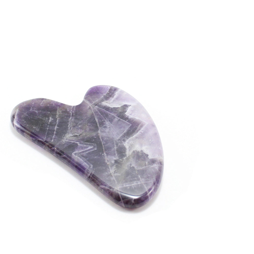 Gua Sha de Ametista Natural em forma de Coração