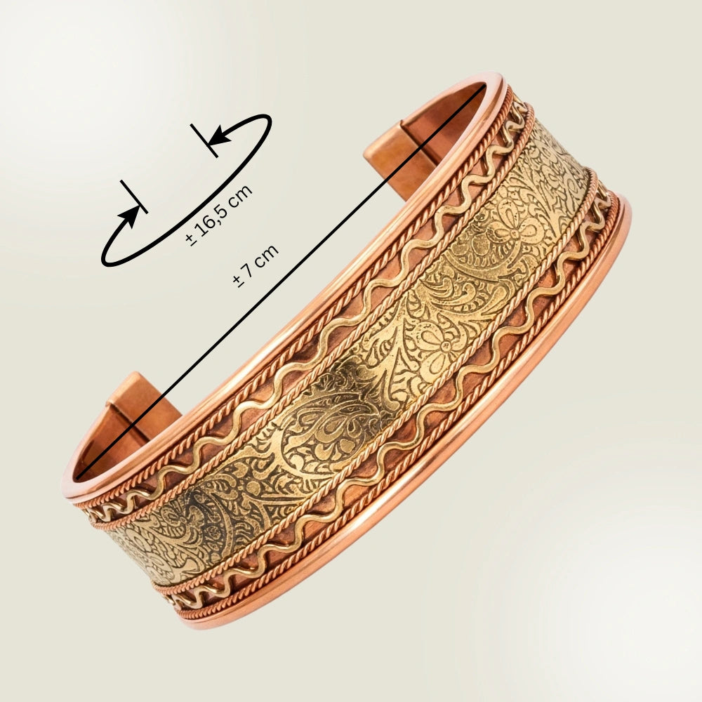 Pulseira ayurvédica de cobre e latão para homem e mulher com estilo e bem-estar