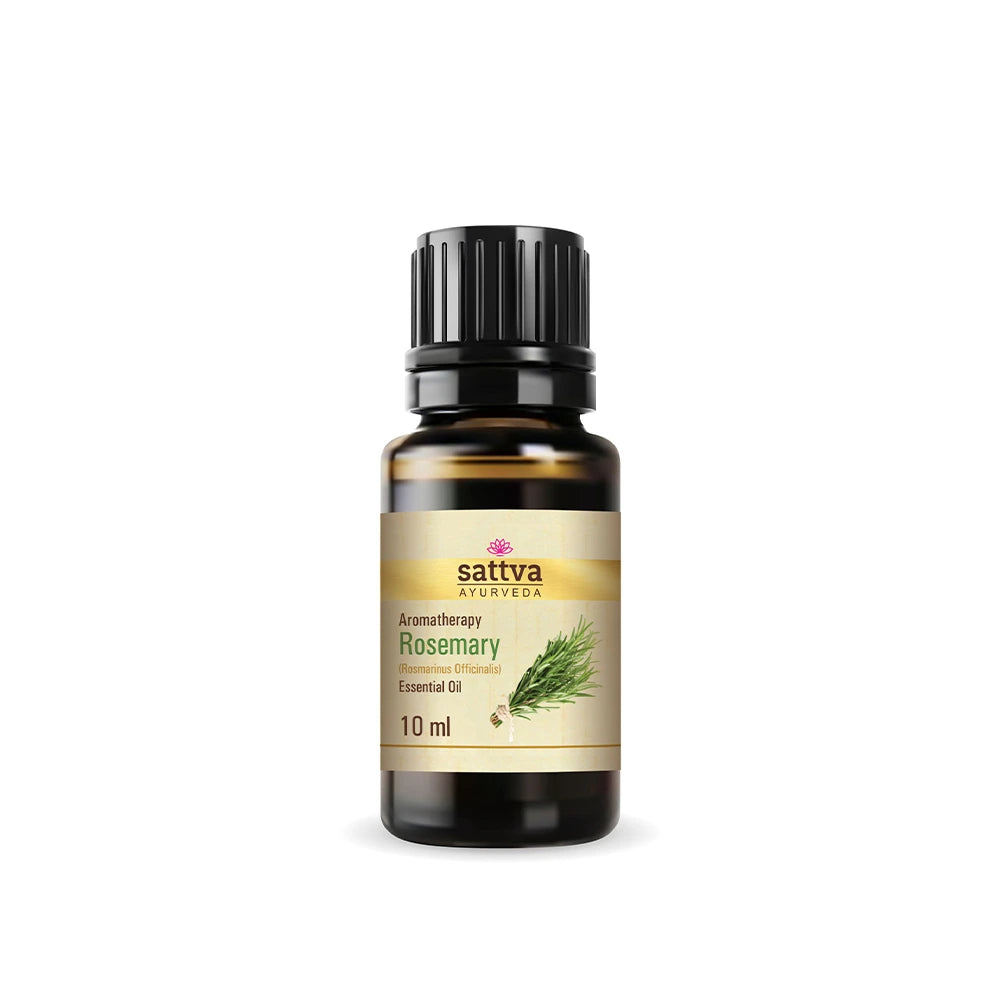 Óleo Essencial de Alecrim Sattva Ayurveda 100% puro para memória, concentração, couro cabeludo saudável, cabelo e aromaterapia.