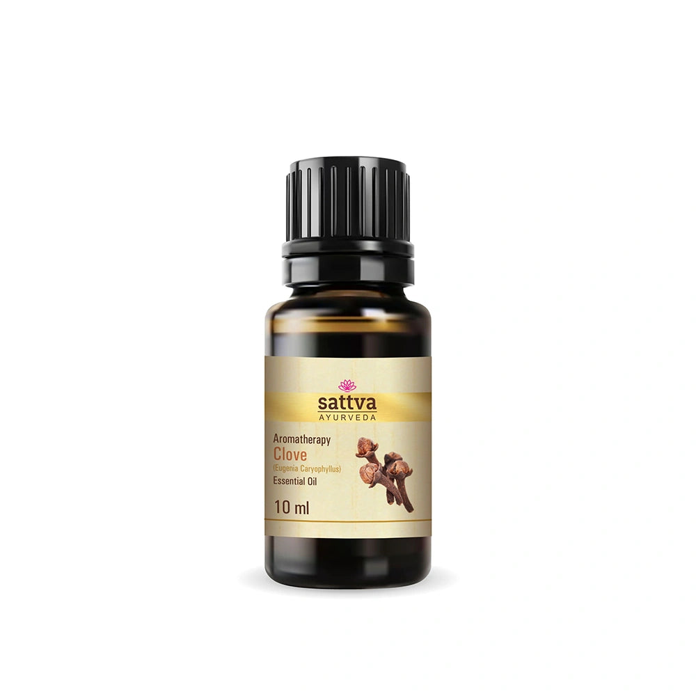 Óleo Essencial de Cravo-da-Índia Sattva Ayurveda 100% puro para aromaterapia e bem-estar natural.