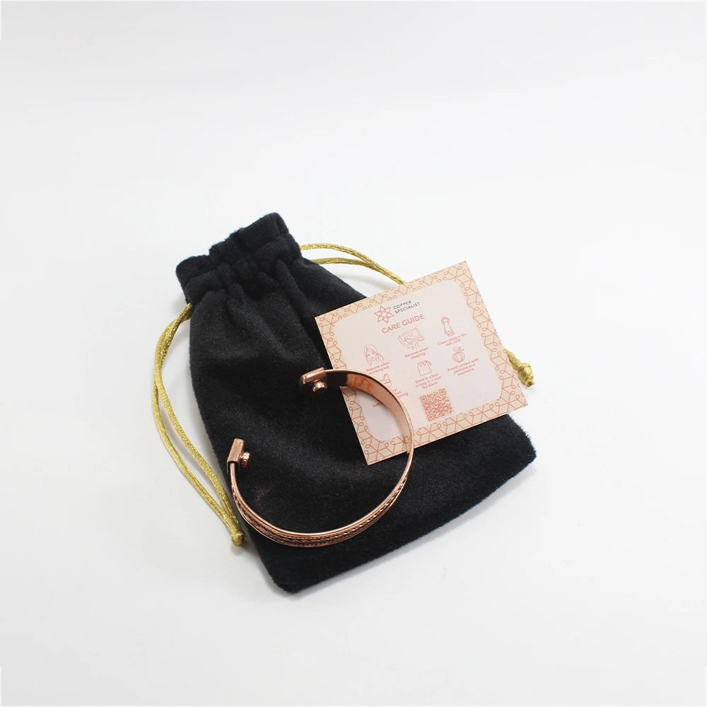 Pulseira ayurvédica em cobre para energia natural, saúde e equilíbrio do corpo