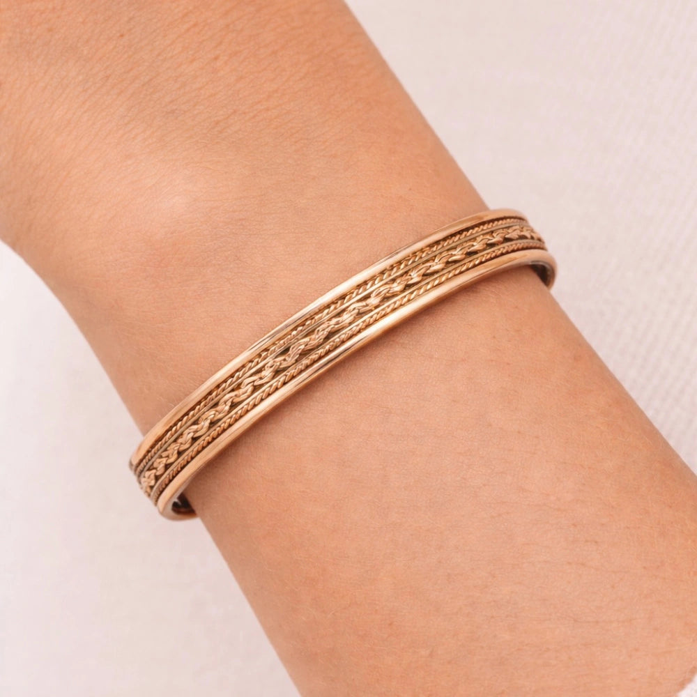 Pulseira magnética de cobre estilo Ayurveda Joti para equilíbrio natural