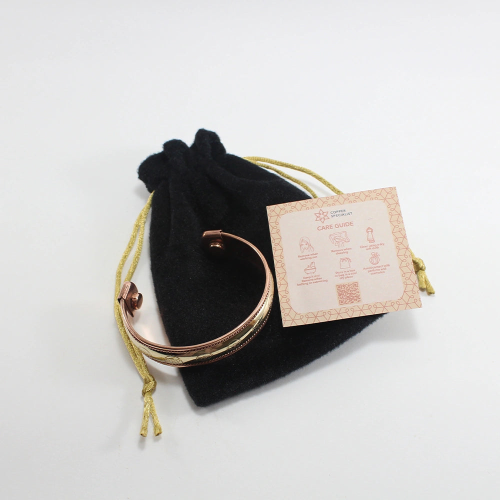 Pulseira magnética de cobre artesanal inspirada na Ayurveda para equilíbrio natural