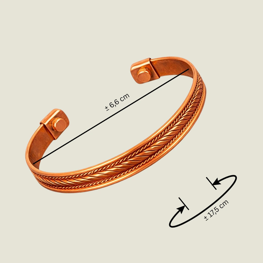 Bracelete magnética de cobre para homem e mulher, promovendo equilíbrio e relaxamento