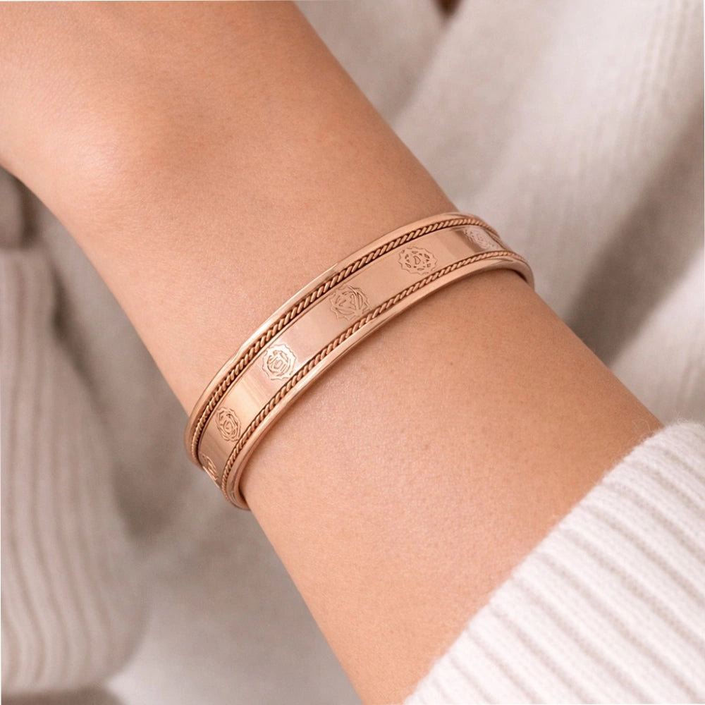 Pulseira de cobre 7 chakras para aumentar a energia, vitalidade e equilíbrio emocional