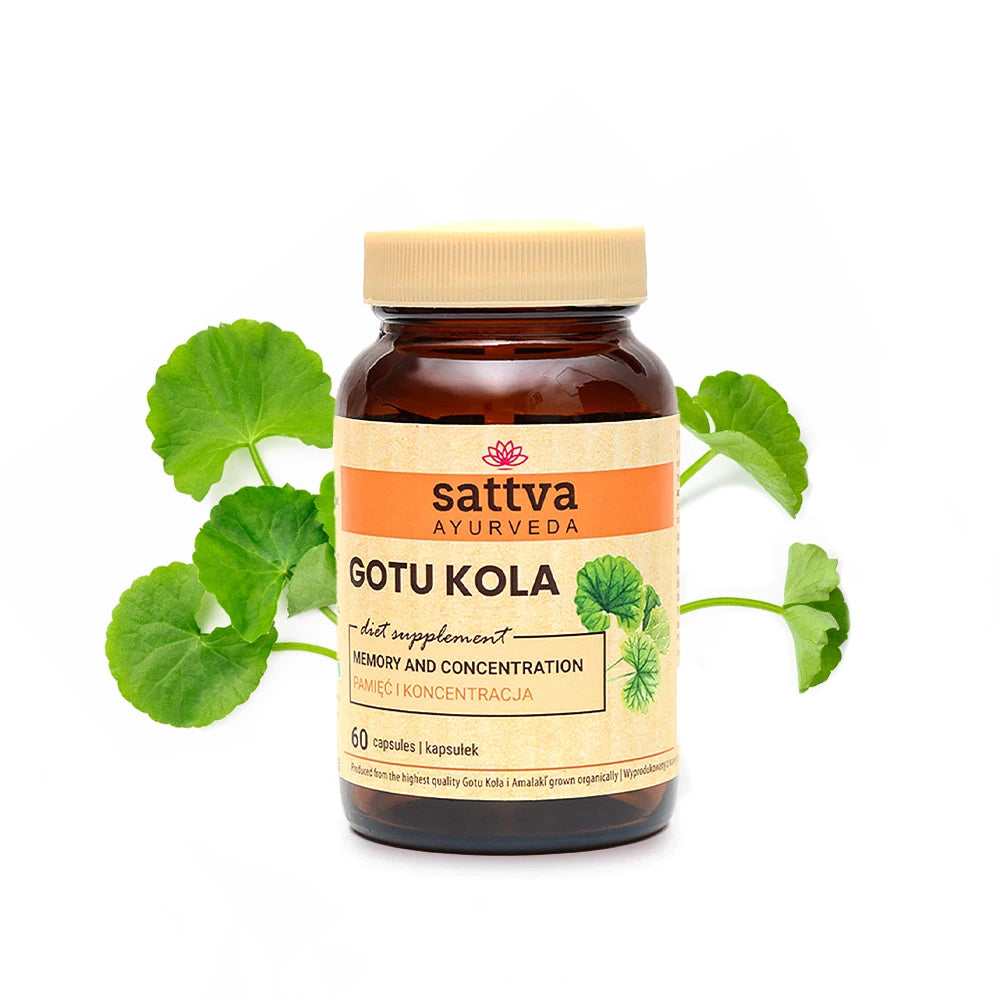 60 Cápsulas vegan de Gotu Kola da Sattva Ayurveda para concentração e bem-estar cognitivo.