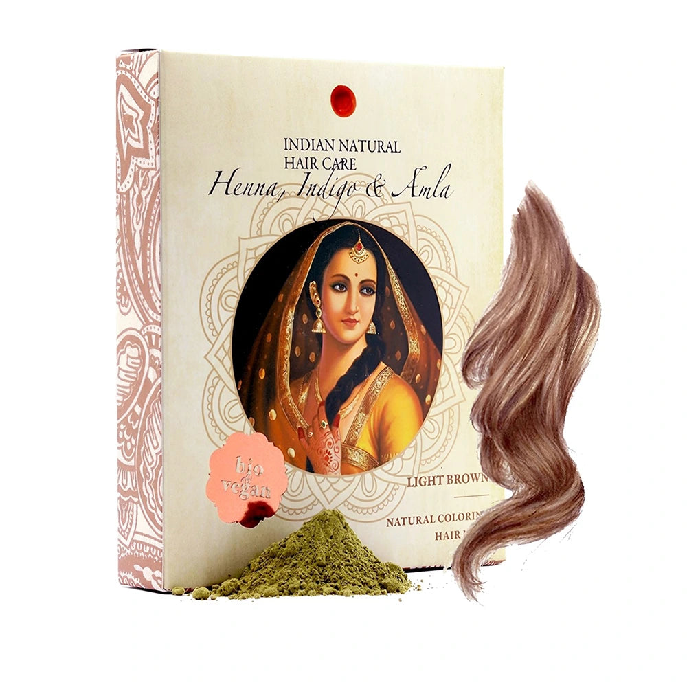 Henna, Índigo y Amla Coloración Natural para Cabello Castaño Claro