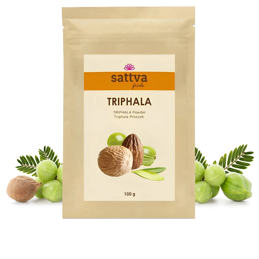 Sattva Foods Triphala em Pó Bio com Amla, Haritaki e Bibhitaki