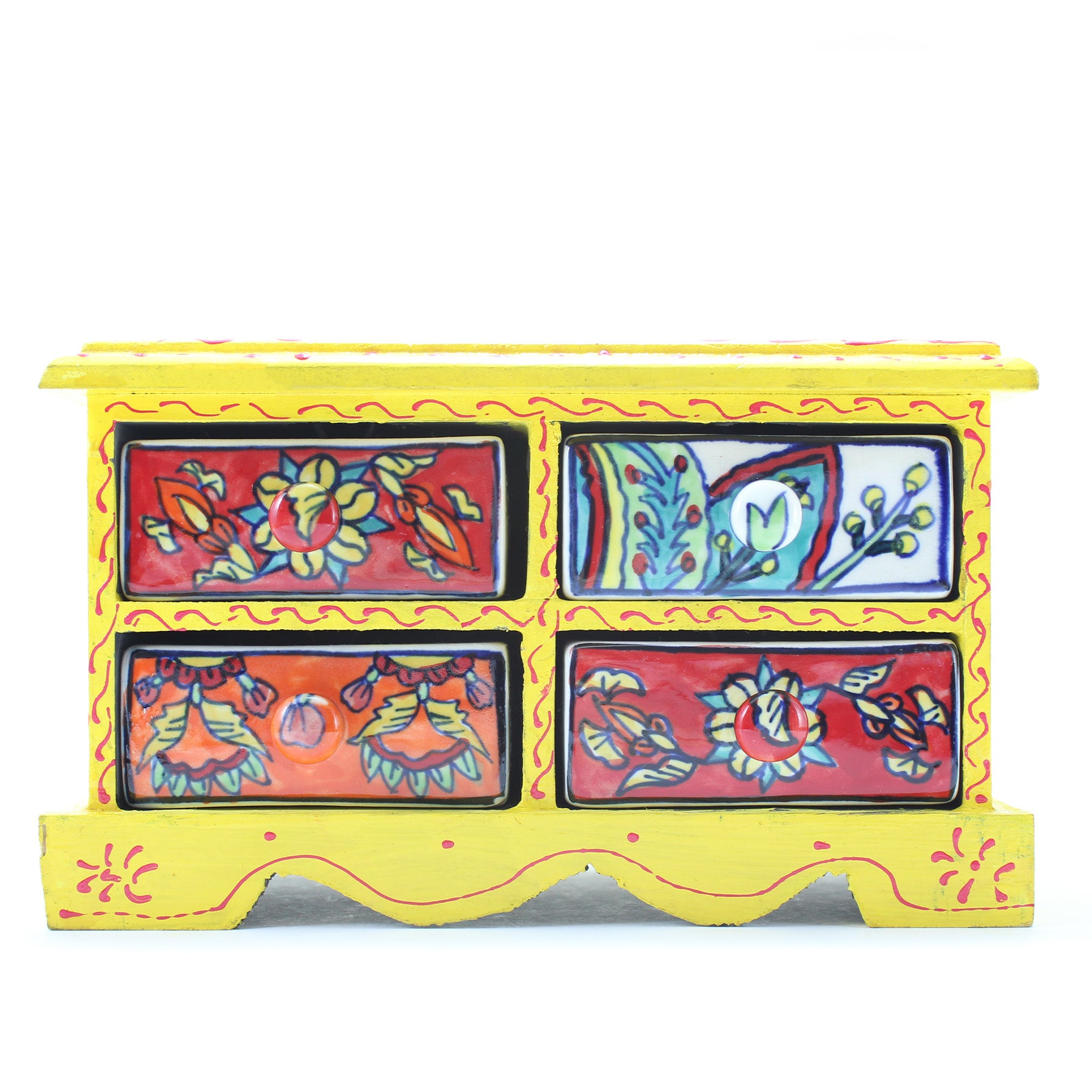 Petite Armoire avec 4 tiroirs en Céramique Jaune