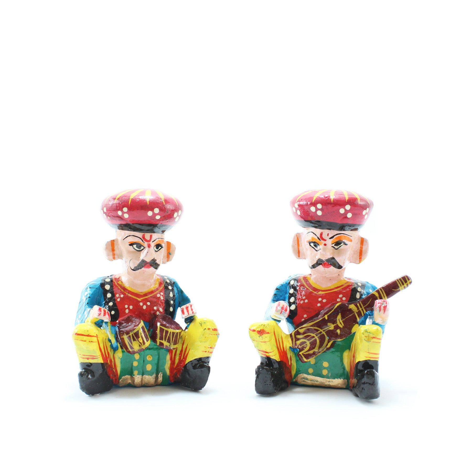 Rajasthani Bawla Pair of Wooden Musicians I