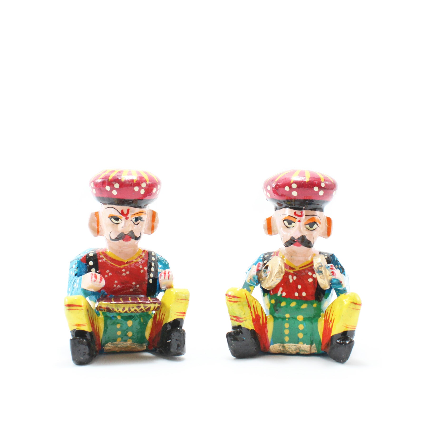 Rajasthani Bawla Pair of Wooden Musicians II