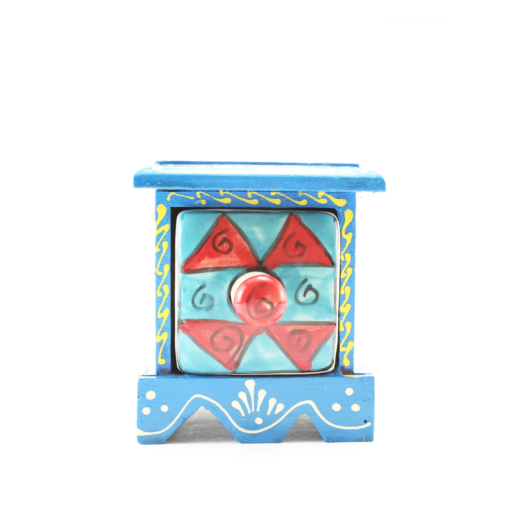 Miniature Chest with 1 Ceramic Drawers Blue