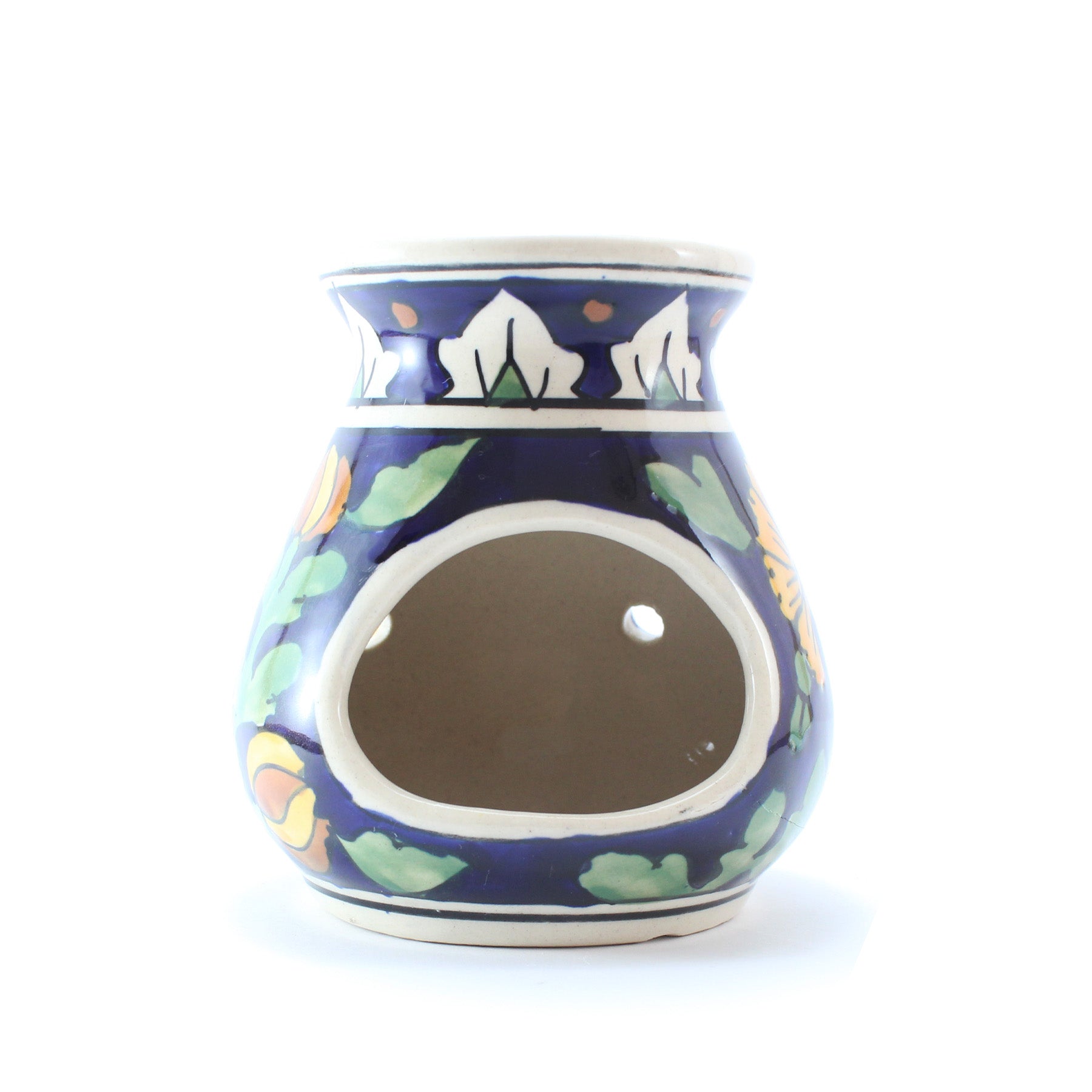 Quemador Artesanal de Aceites Esenciales en Cerámica Azul