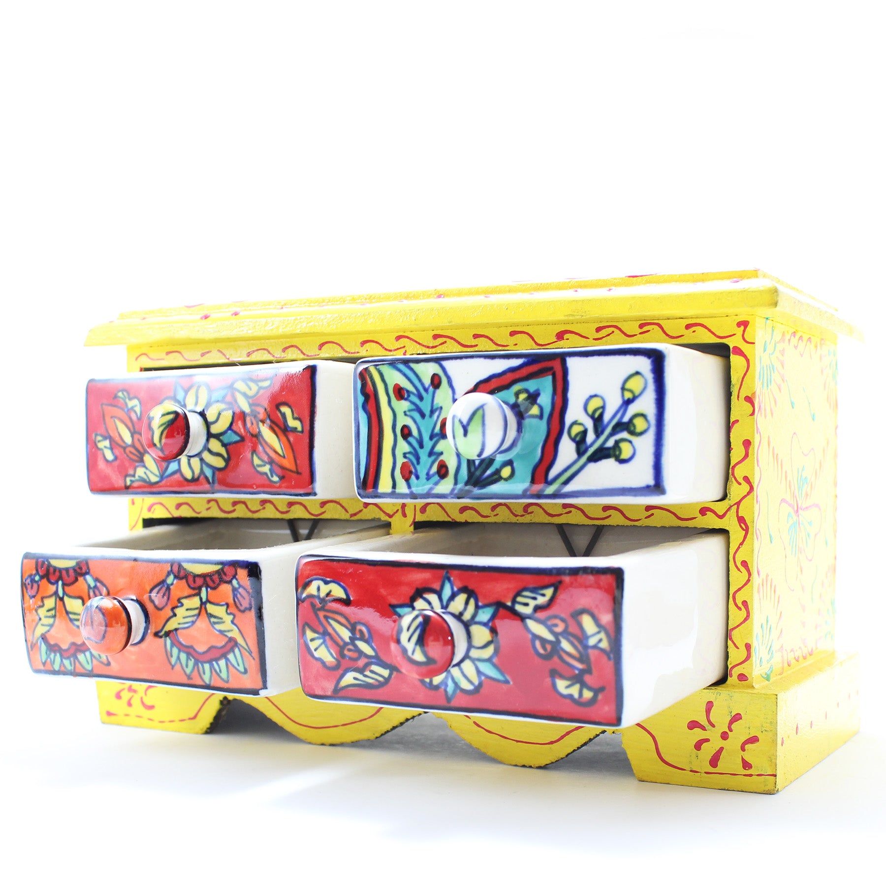 Petite Armoire avec 4 tiroirs en Céramique Jaune