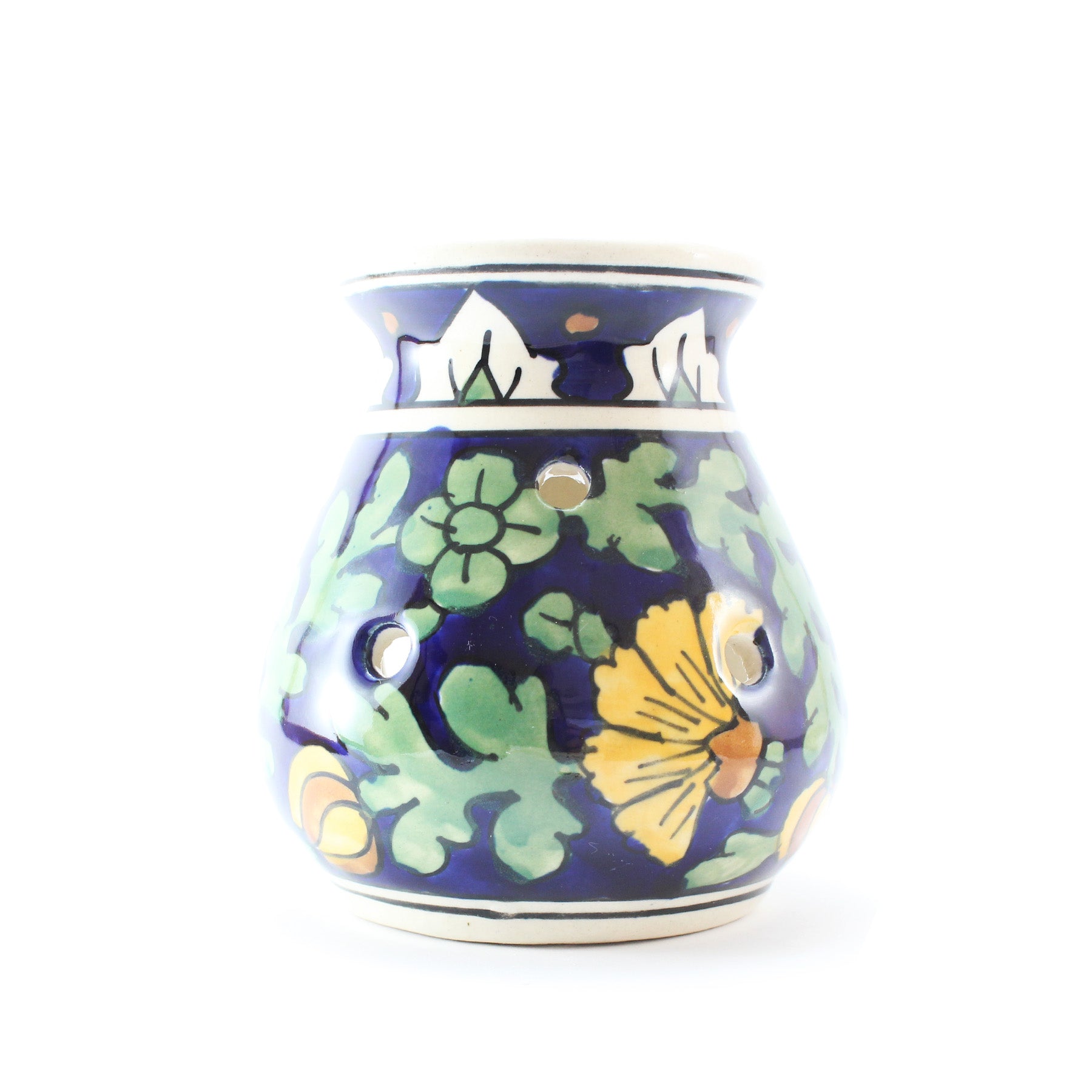 Quemador Artesanal de Aceites Esenciales en Cerámica Azul