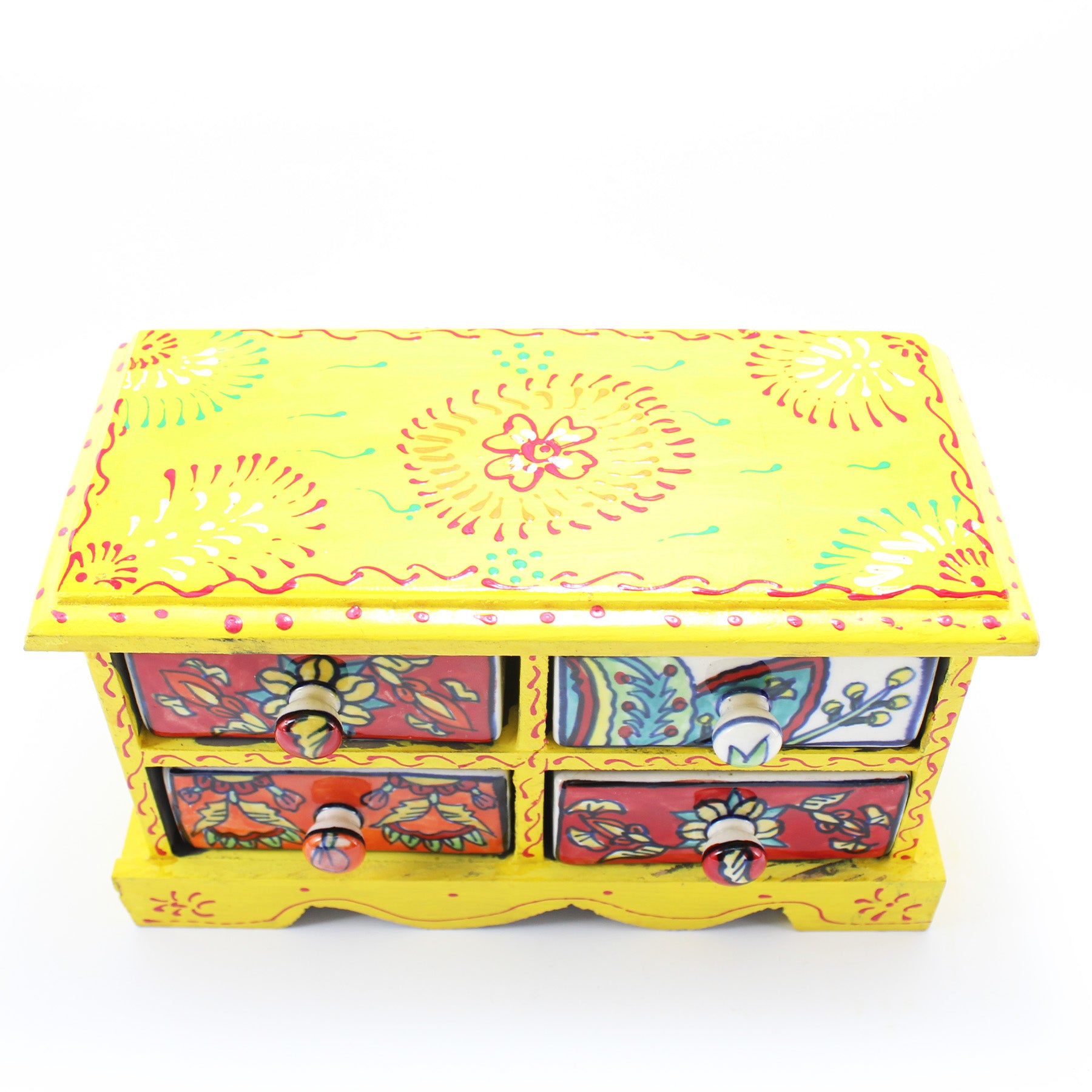 Petite Armoire avec 4 tiroirs en Céramique Jaune