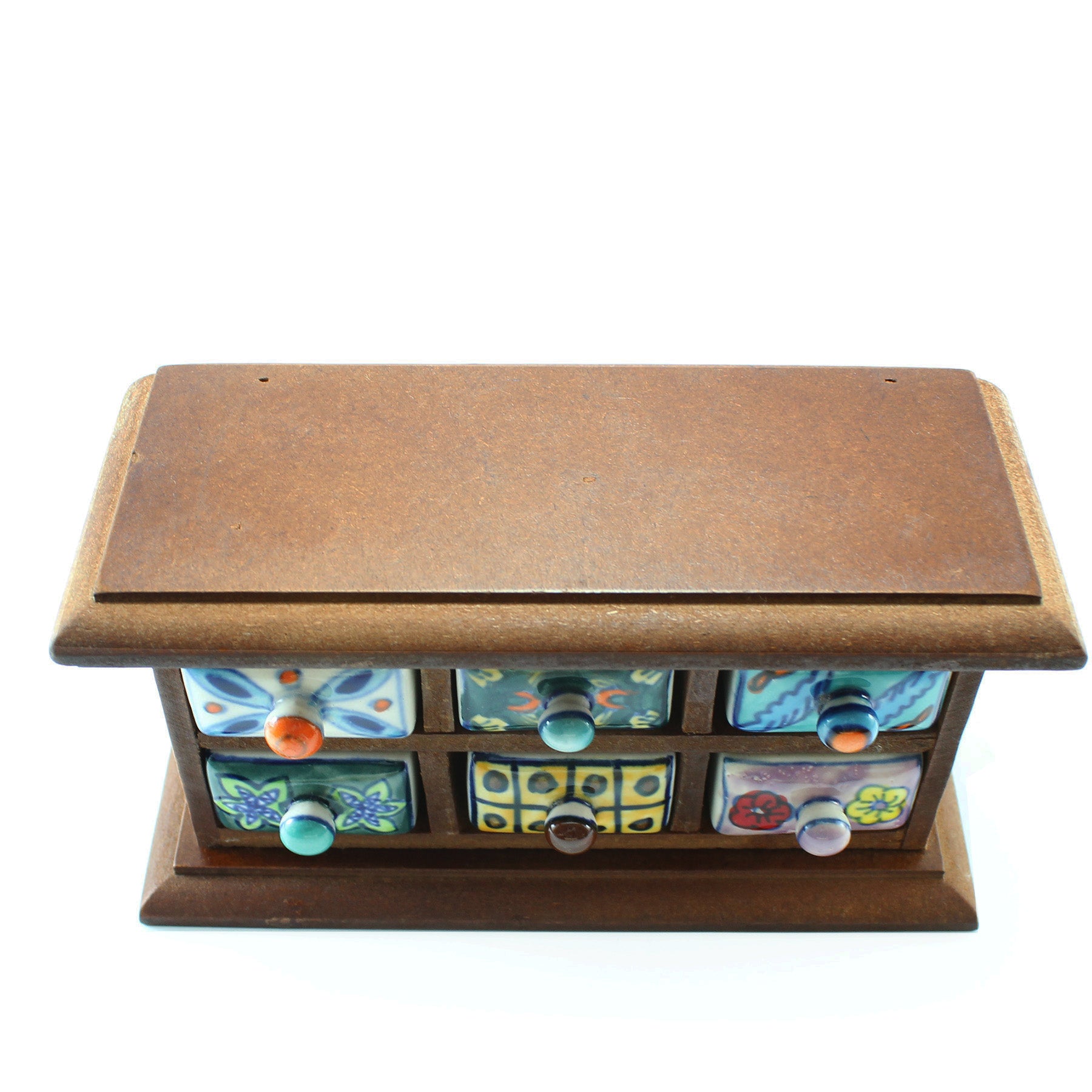 Petite Armoire avec 6 tiroirs en Céramique Brune