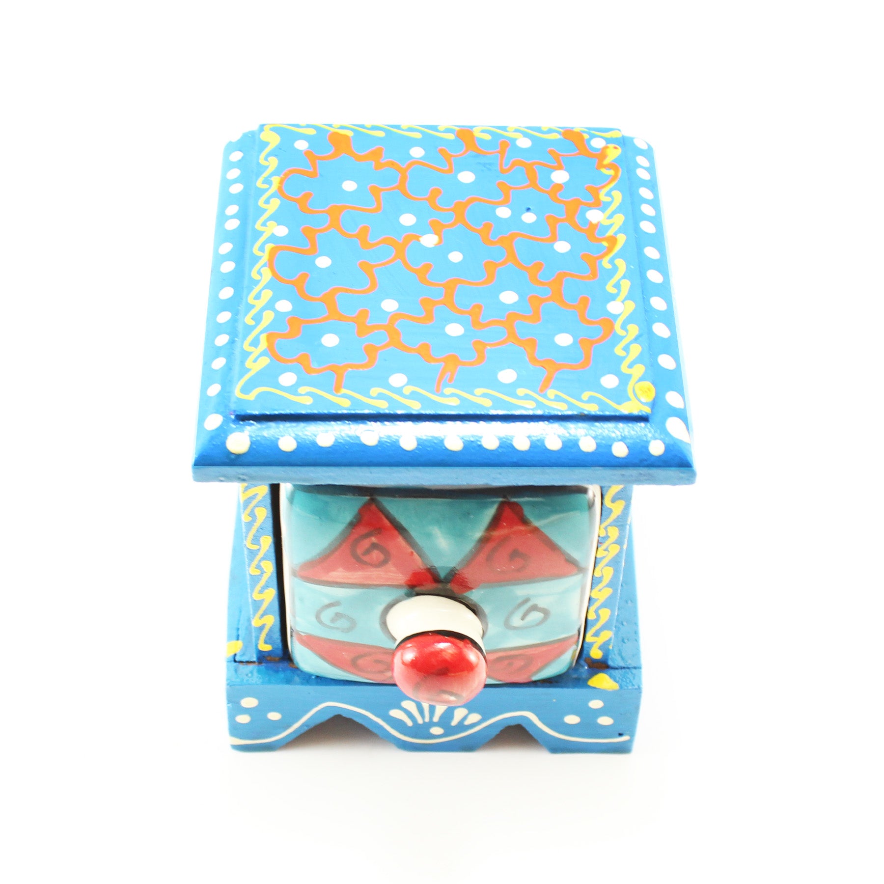Miniature Chest with 1 Ceramic Drawers Blue