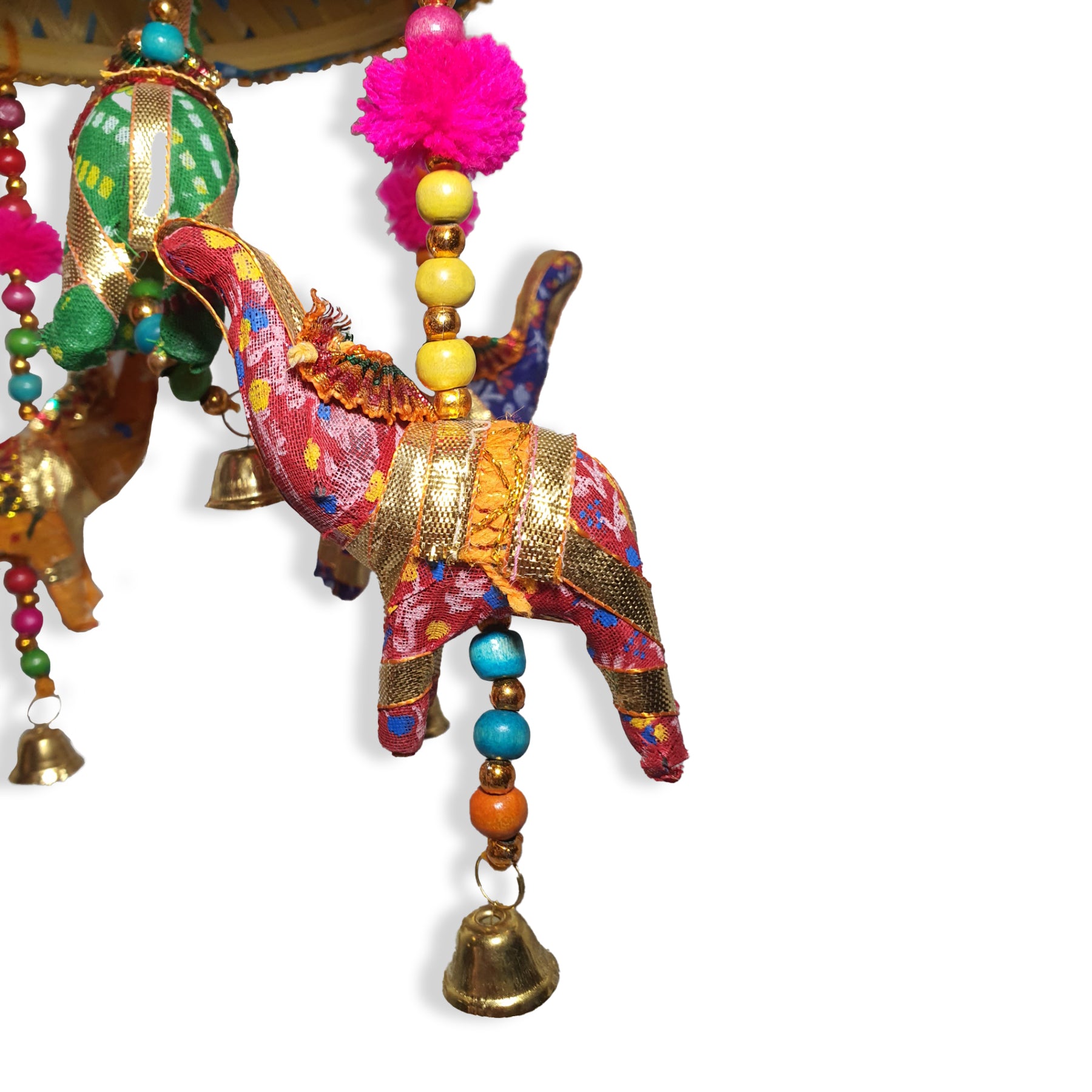 Cinq Éléphants Décoratifs en Coton Bleu