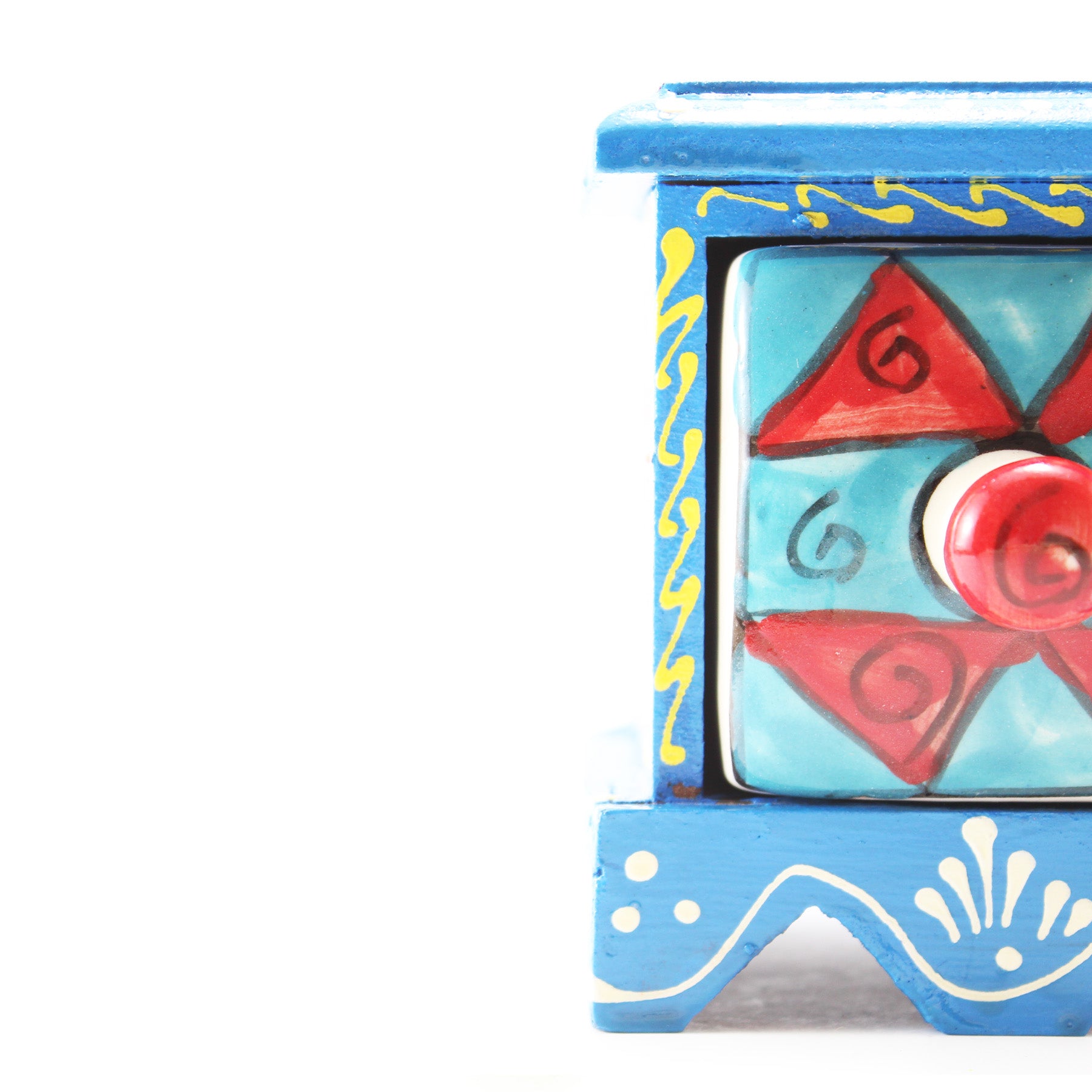 Miniature Chest with 1 Ceramic Drawers Blue