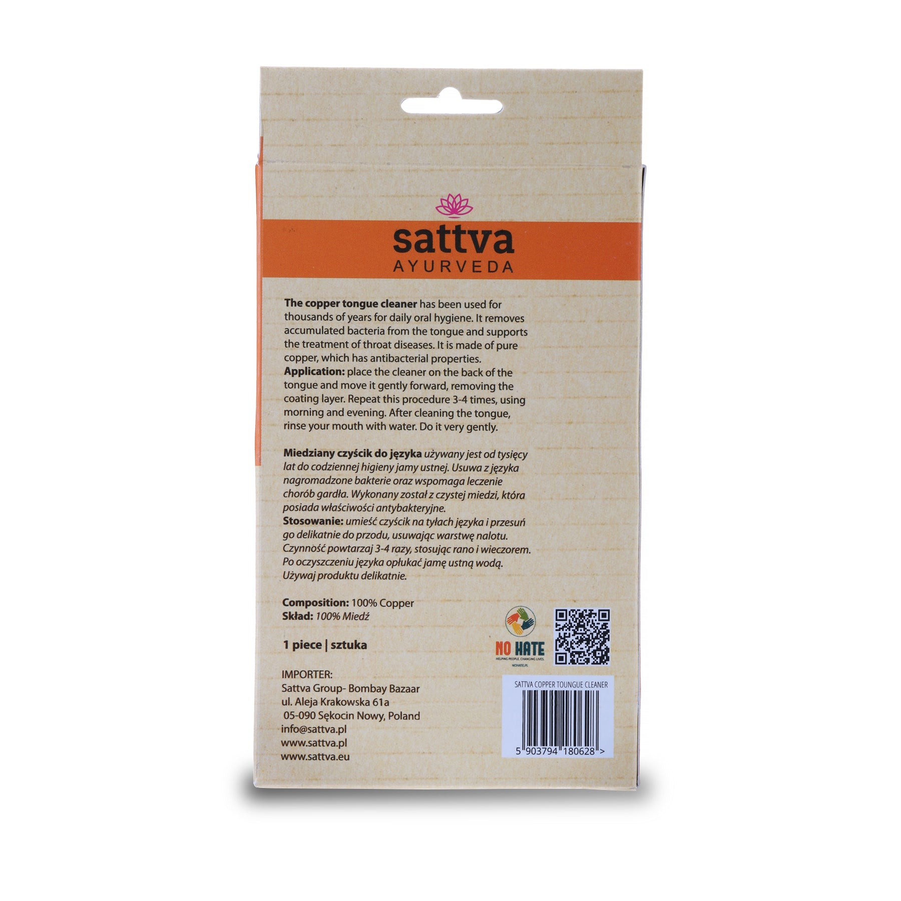 Raspador de Língua de Cobre Natural | Arogya Shop