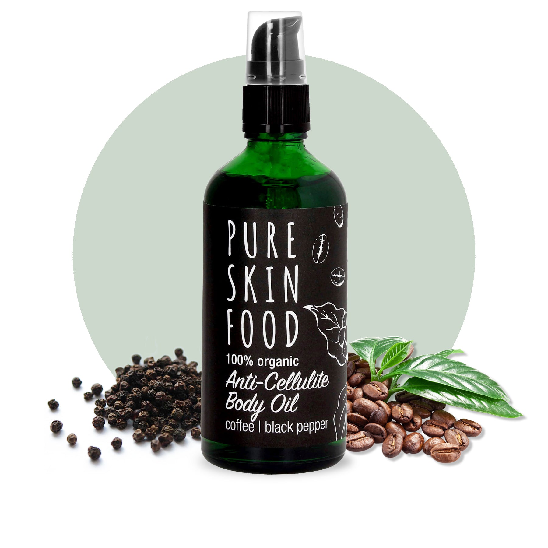 Organic Anti Cellulite Body Oil with Coffee and Black Pepper