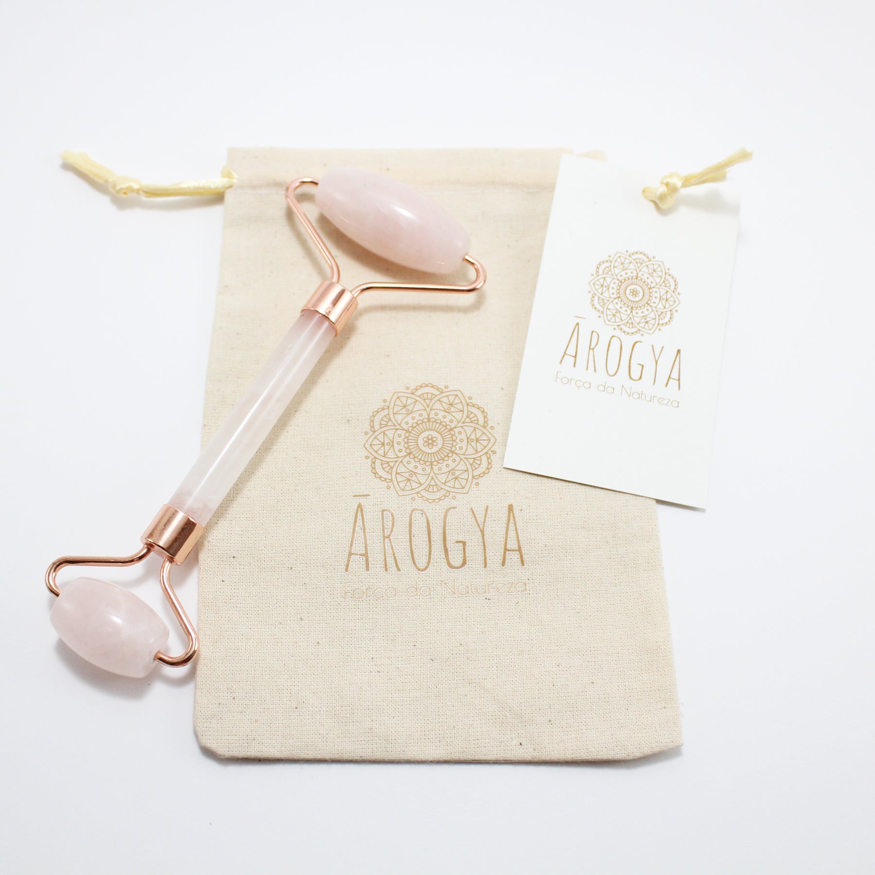 Gift set Gua Sha in the shape of a Heart and Double Roll of Rose Quartz