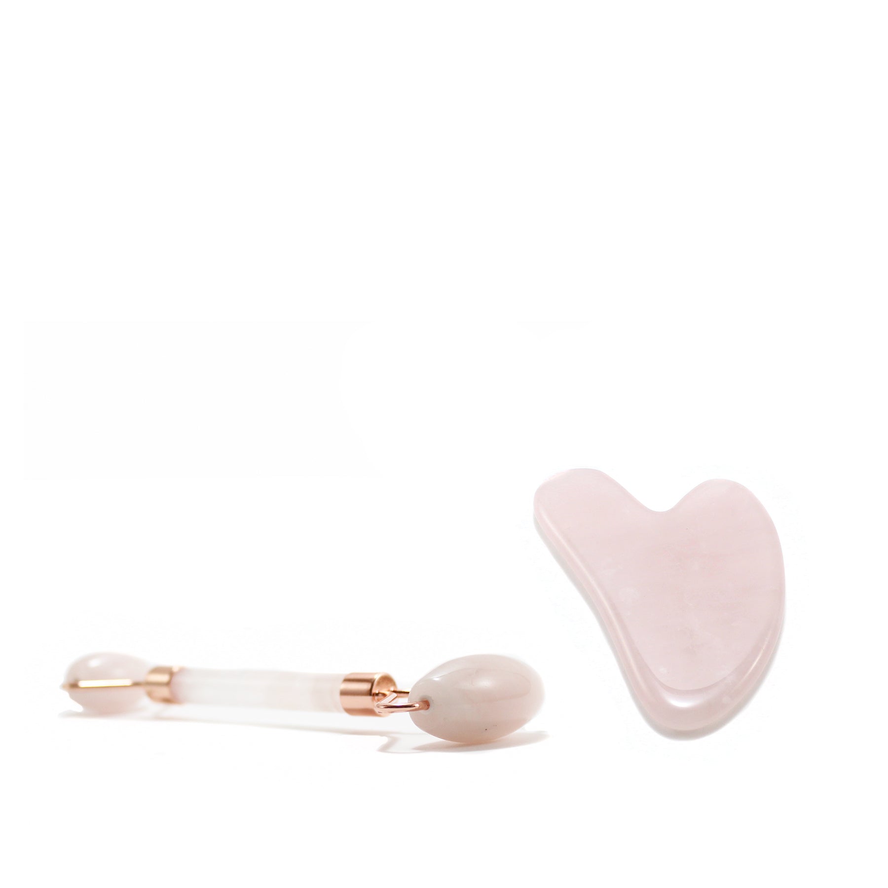 Gift set Gua Sha in the shape of a Heart and Double Roll of Rose Quartz