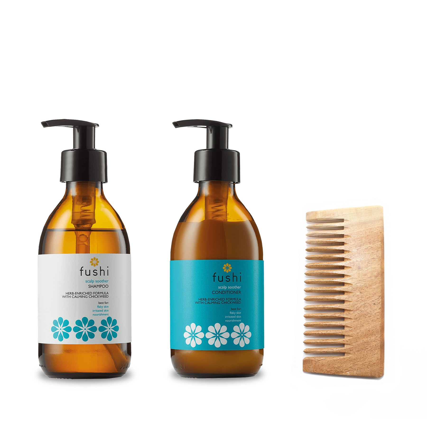 Estuche de regalo Peine, Champú y Acondicionador Herbal Calmante para el Cuero Cabelludo