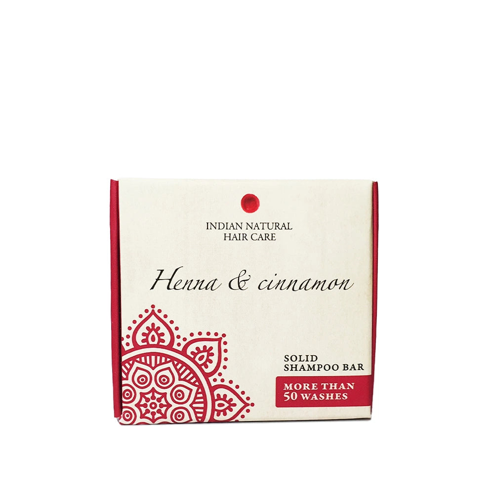 Champô sólido ayurvédico para cabelos normais e finos – infundido com henna, canela e hibisco para brilho, força e equilíbrio do couro cabeludo.