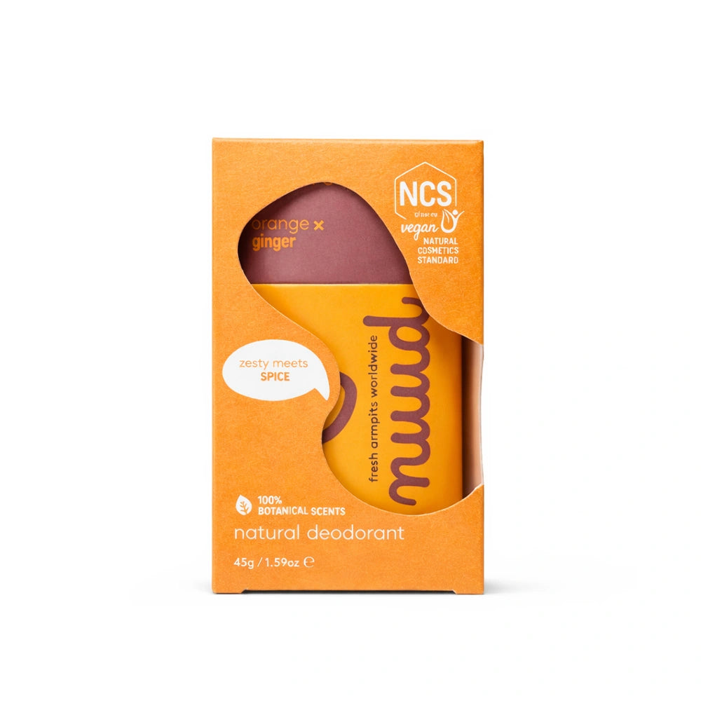 Desodorizante vegano em stick Laranja e Gengibre da nuud – 48 horas de frescura natural, sem alumínio.