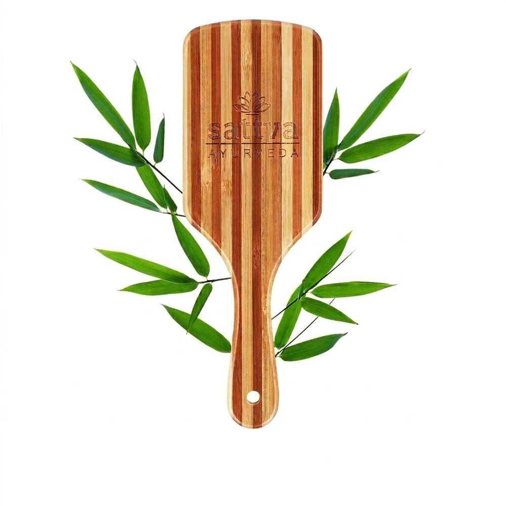 Escova de bambu natural para cabelo comprido com efeito antiestático e massagem ao couro cabeludo