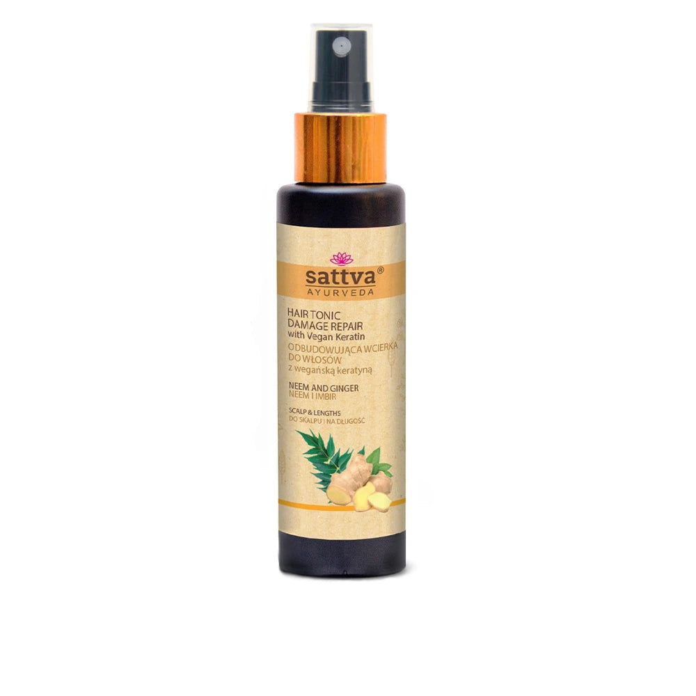 Loção para o couro cabeludo com Neem e Gengibre da Sattva Ayurveda para fortalecer o cabelo e estimular o crescimento capilar.