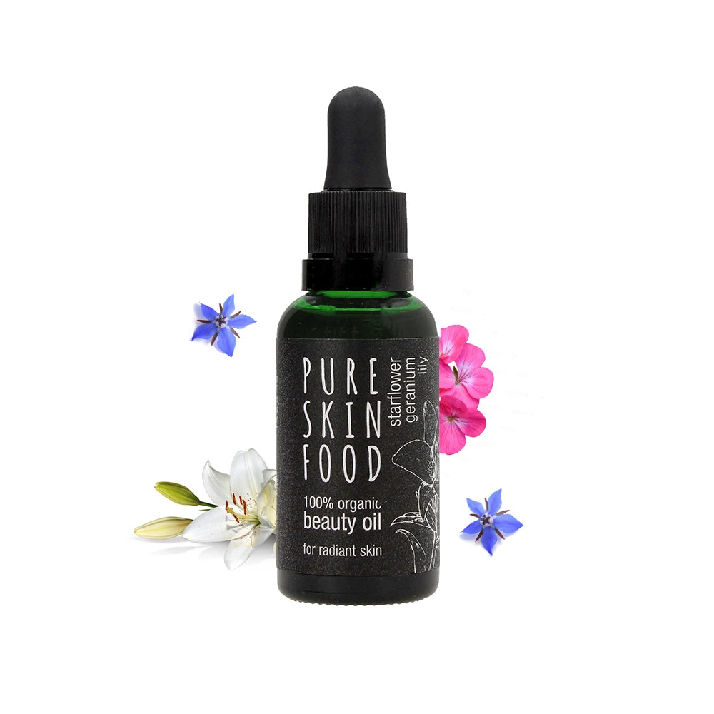 Aceite Facial Orgánico Piel Radiante con Lirio y Geranio