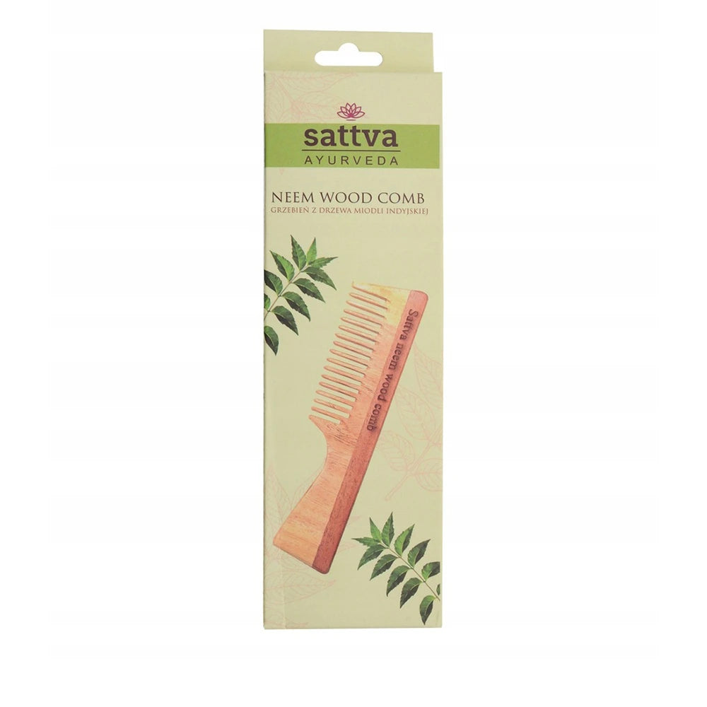 Pente ayurvédico de madeira de neem natural para cuidados capilares, massagem do couro cabeludo, cabelo brilhante e redução da eletricidade estática.