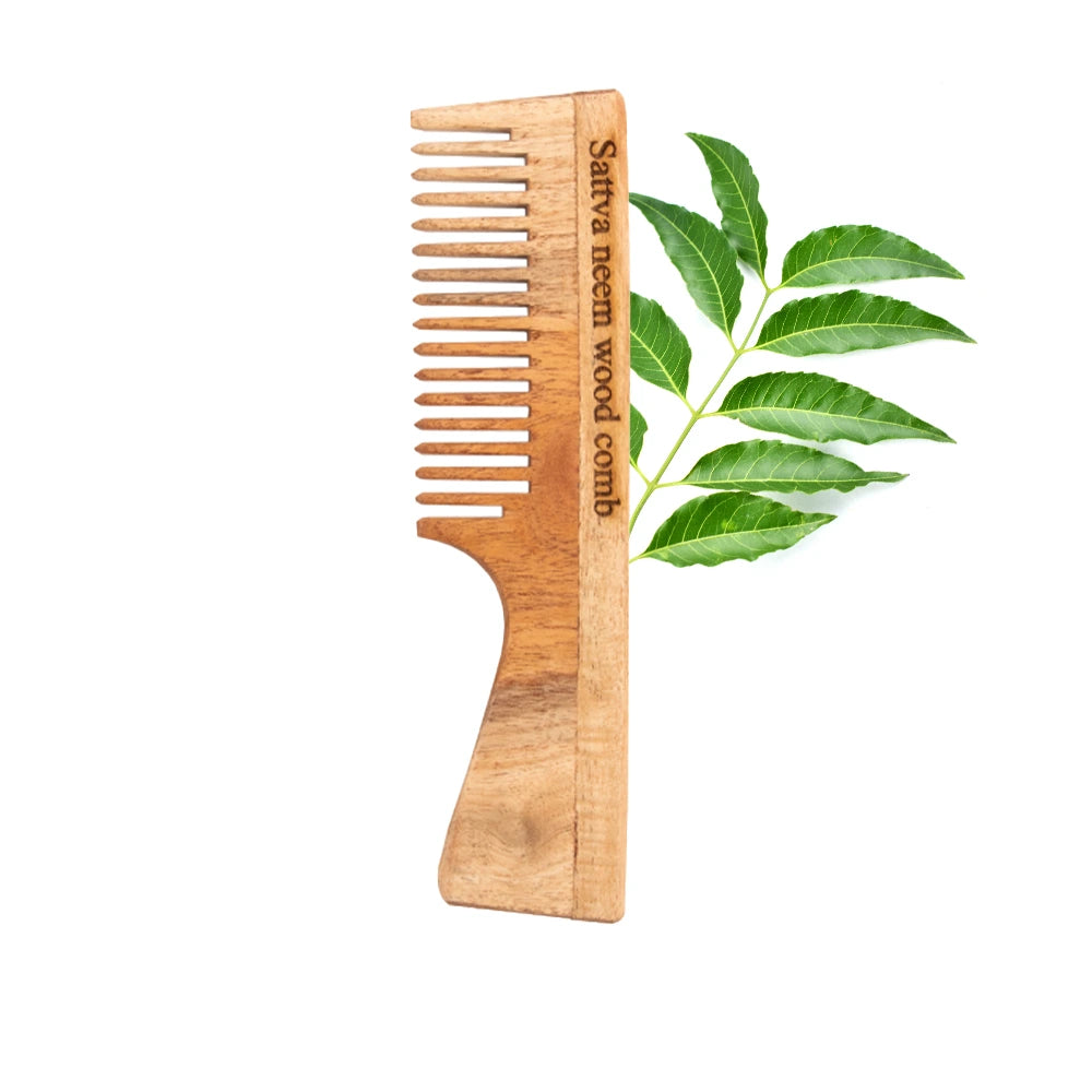 Pente natural de madeira de neem antiestático para reduzir o frisado, desembaraçar suavemente o cabelo e promover um couro cabeludo saudável.