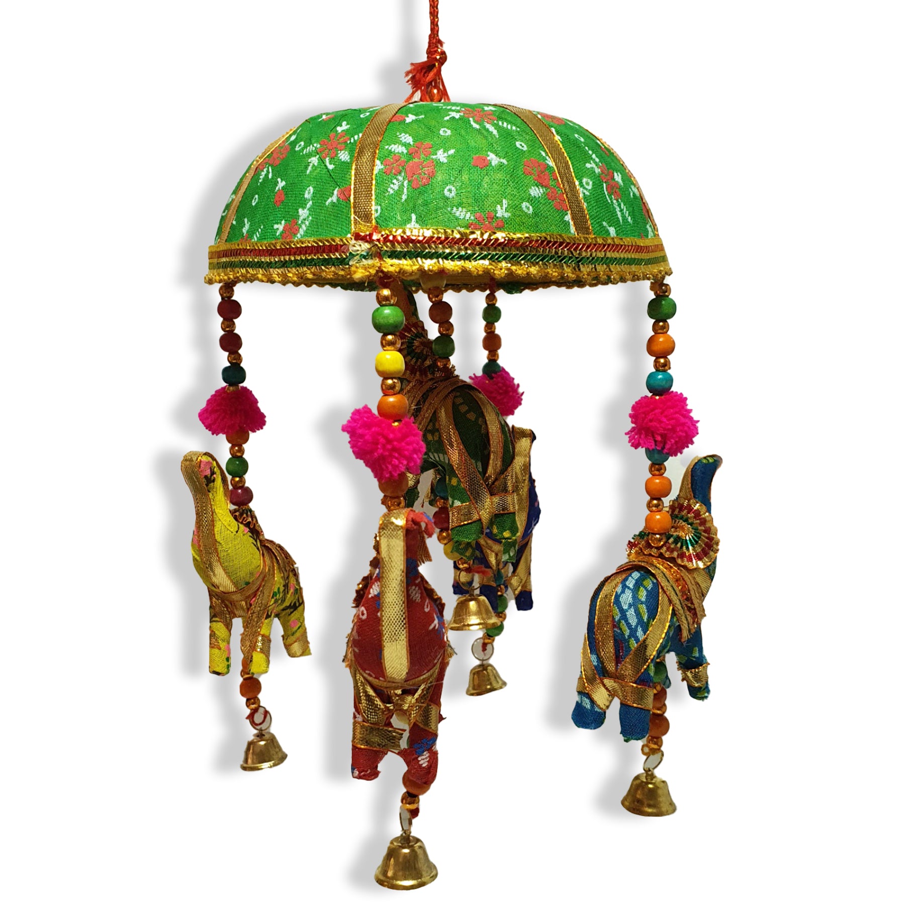 Cinque Elefanti Decorativi in Cotone Verde