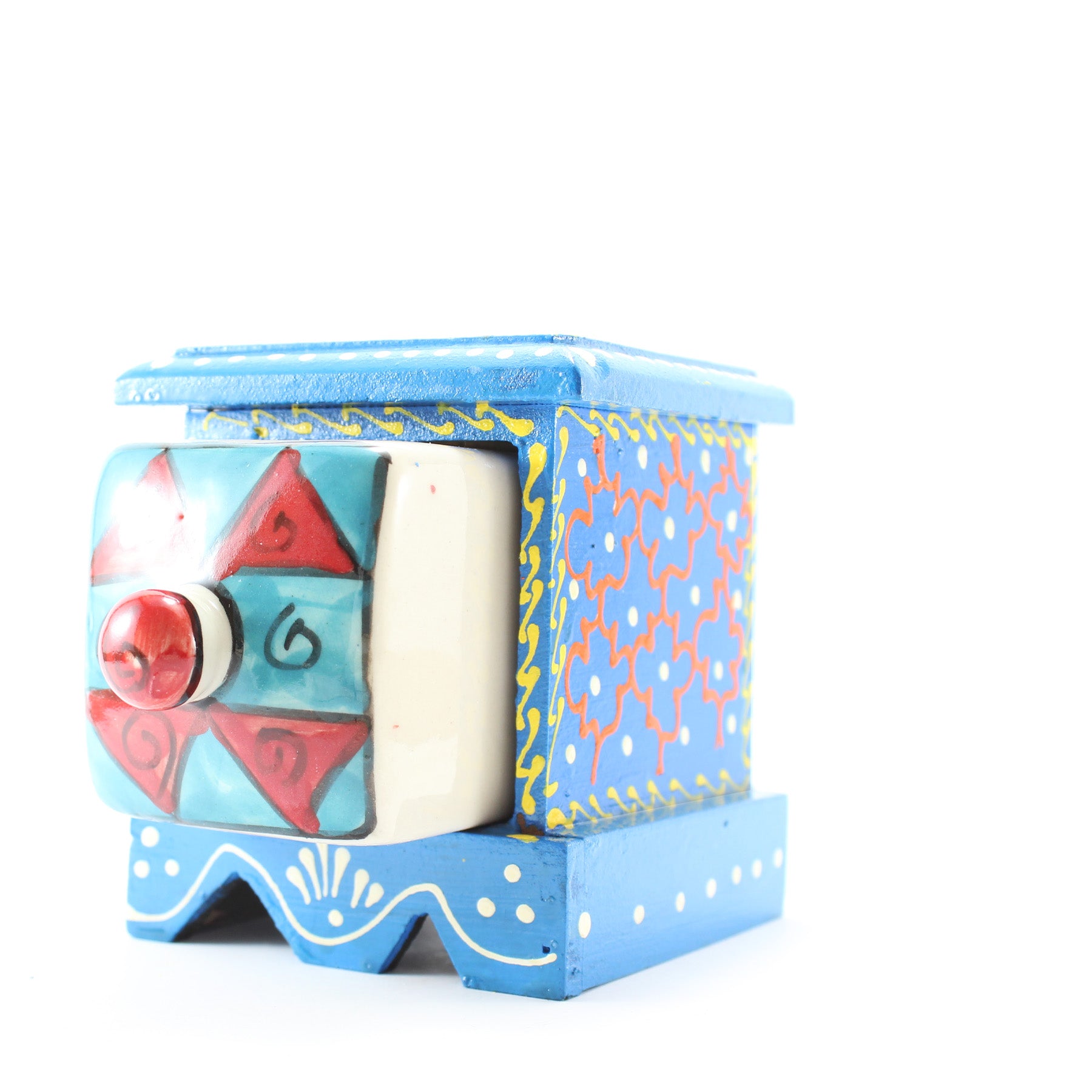 Armário Miniatura com 1 Gaveta em Cerâmica Azul