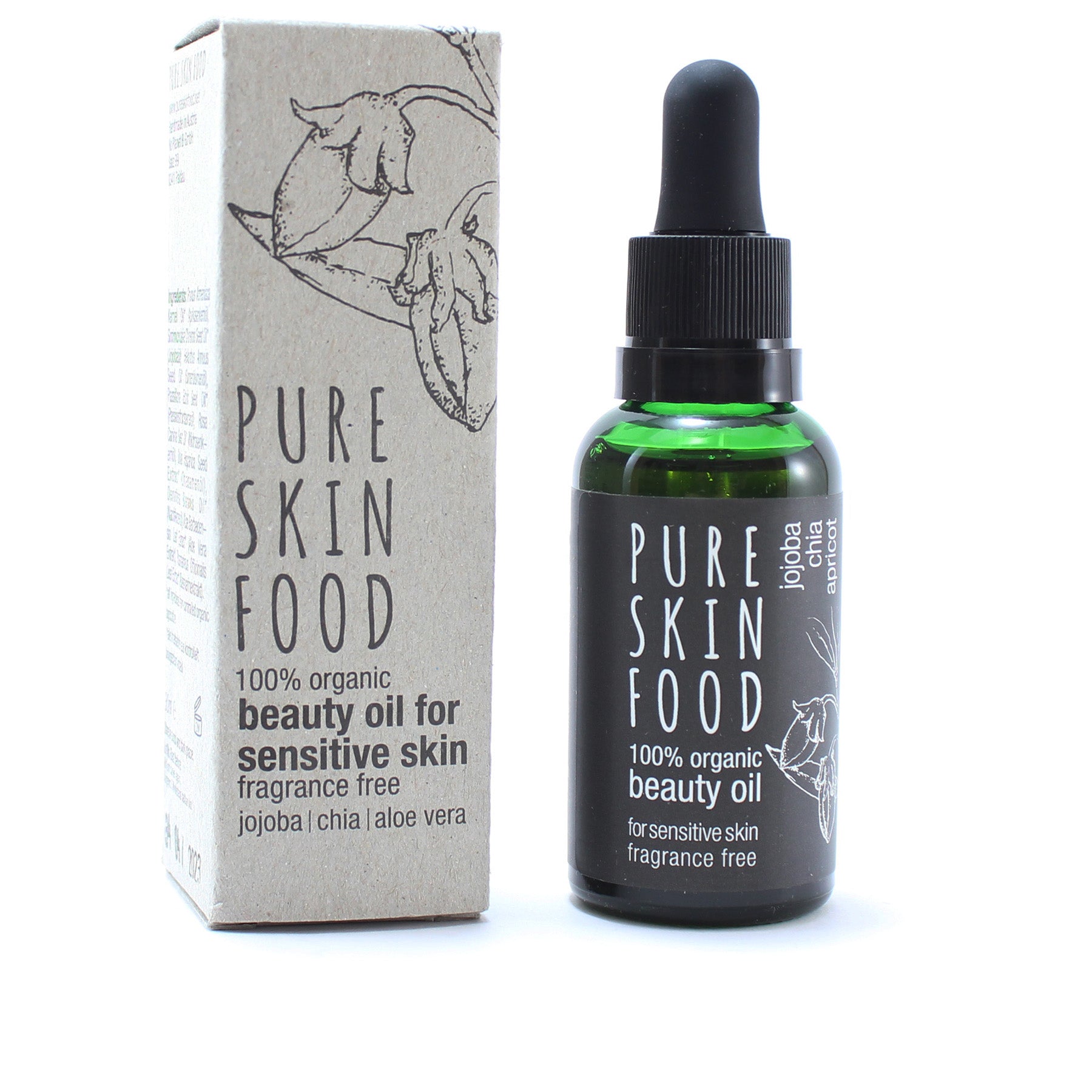 Óleo Facial Orgânico Sem Fragrância para Pele Sensível