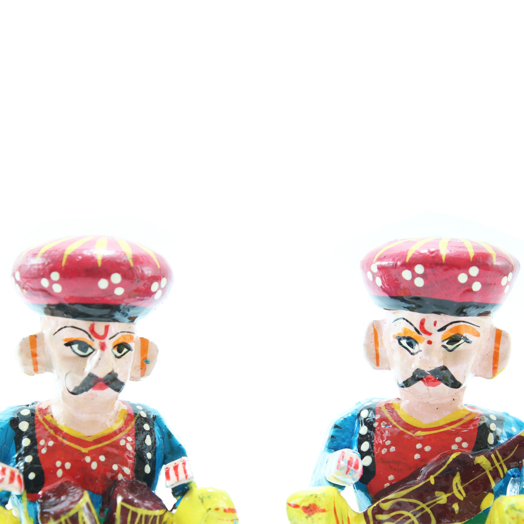Rajasthani Bawla Paio di Musicisti in Legno I