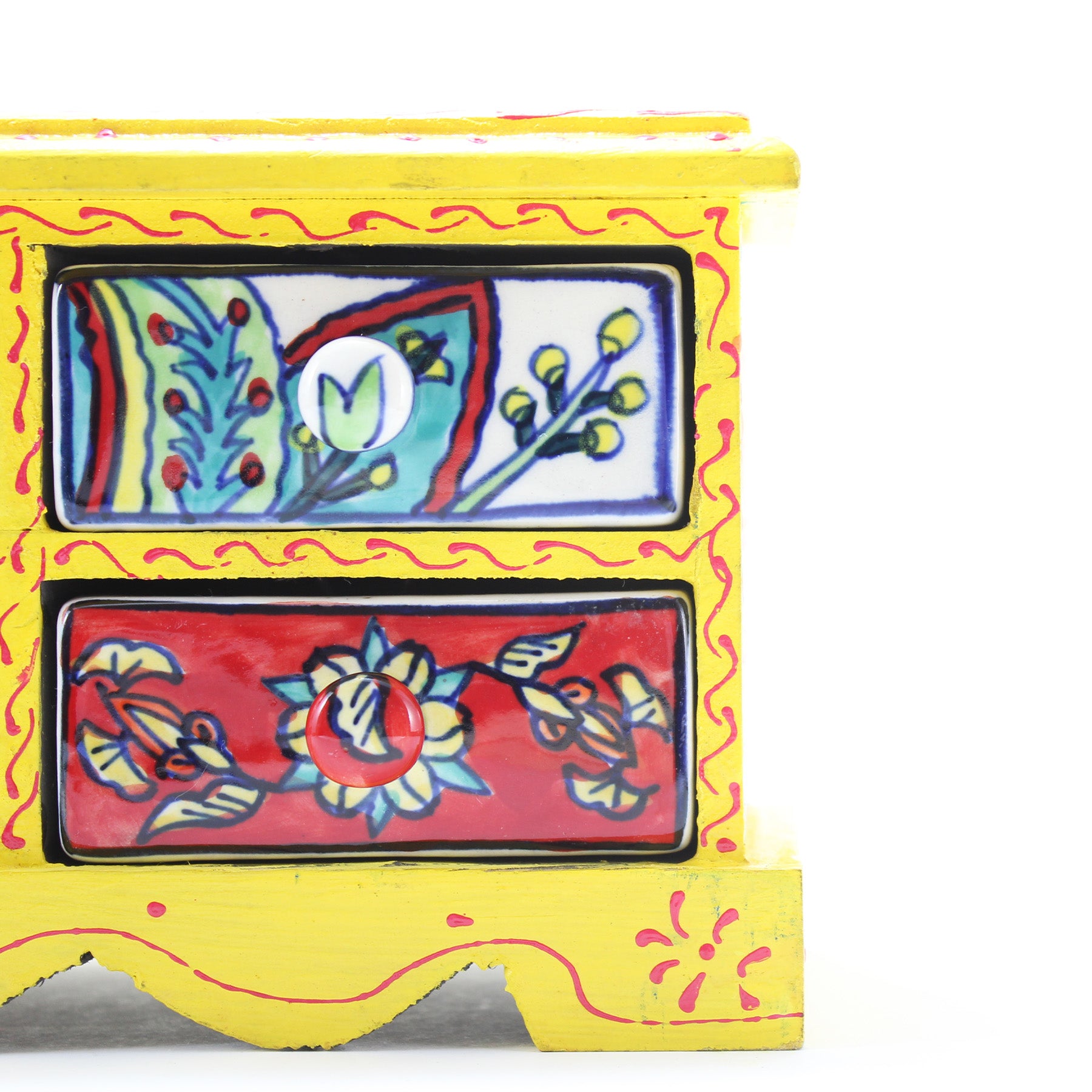 Armário Miniatura com 4 Gavetas em Cerâmica Amarelo